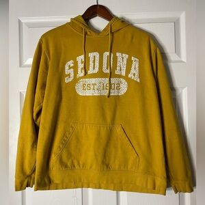Title: Sedona Arizona Graphic Hoodie Distressed Yellow Large
